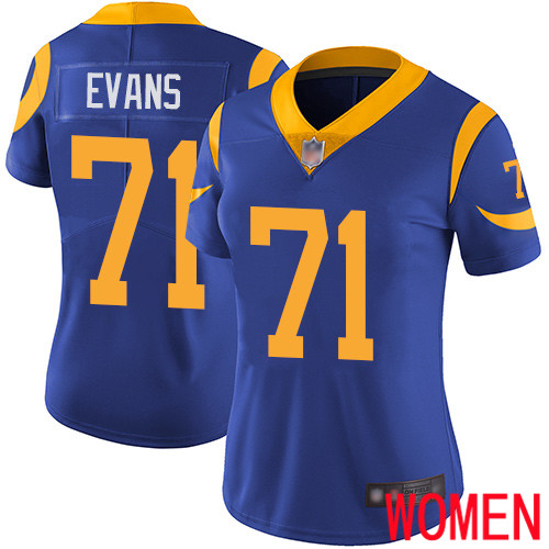 Los Angeles Rams Limited Royal Blue Women Bobby Evans Alternate Jersey NFL Football 71 Vapor Untouchable